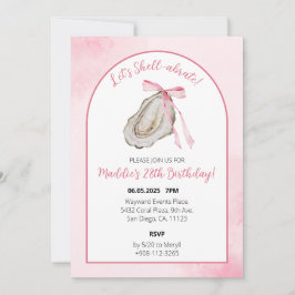 Lasst uns die Muschel über rosa Coquette Oyster Wa Save The Date