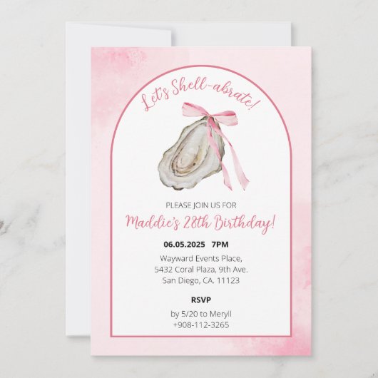 Lasst uns die Muschel über rosa Coquette Oyster Wa Save The Date (Vorderseite)