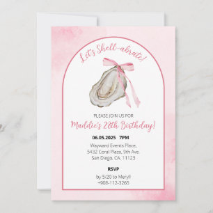 Lasst uns die Muschel über rosa Coquette Oyster Wa Save The Date