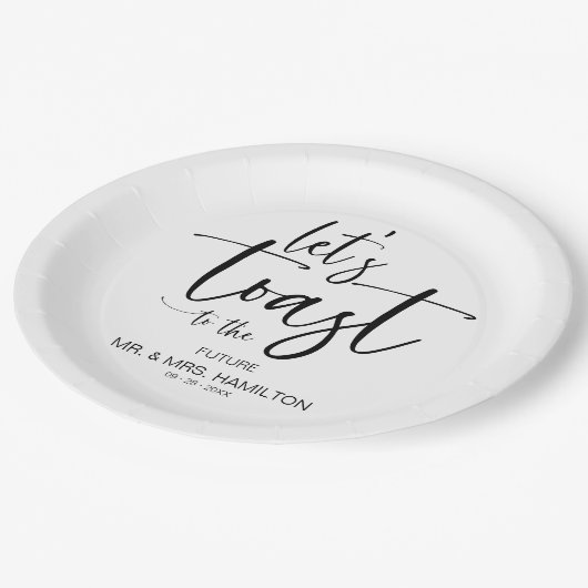 Lasst uns die schicke, kalligraphische Engagement- Pappteller (Schrägansicht)