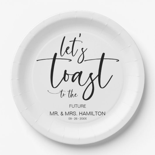 Lasst uns die schicke, kalligraphische Engagement- Pappteller (Vorderseite)