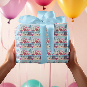 Lasst uns die Strand-Geburtstagsfeier Flamingle fe Geschenkpapier