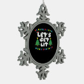 Lasst uns die Weihnachtsbaum-Jingle-Glocken sehen Schneeflocken Zinn-Ornament (Links)