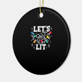 Lasst uns die Weihnachtslichter im sonnigen Retro  Keramik Ornament (Links)