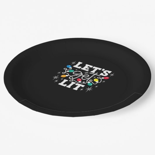 Lasst uns die Weihnachtslichter im sonnigen Retro  Pappteller (Schrägansicht)