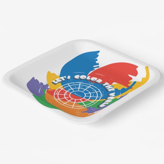 Lasst uns die Welt färben Pappteller (Gewinkelt)