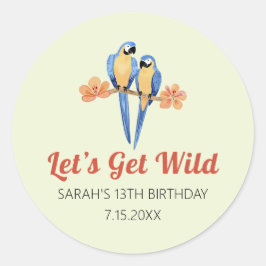 Lasst uns die wilde Macaw Dschungel-Wasserfarbe ho Runder Aufkleber