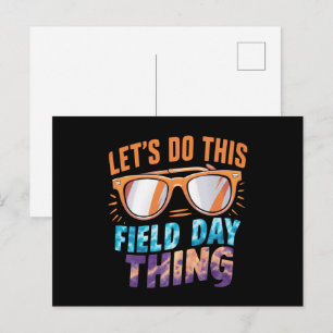 Lasst uns diese Field Day Sache Sonnenbrille Lehre Postkarte