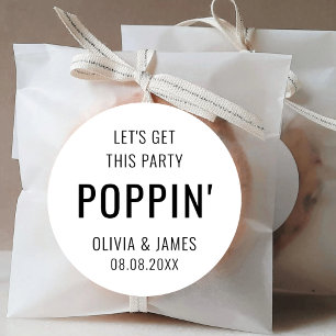 Lasst uns dieses Party Poppin Hochzeit Popcorn Gef Runder Aufkleber