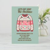 Lasst uns dieses Weihnachts-Tacky-Sweater-Party hä Einladung (Stehend Vorderseite)