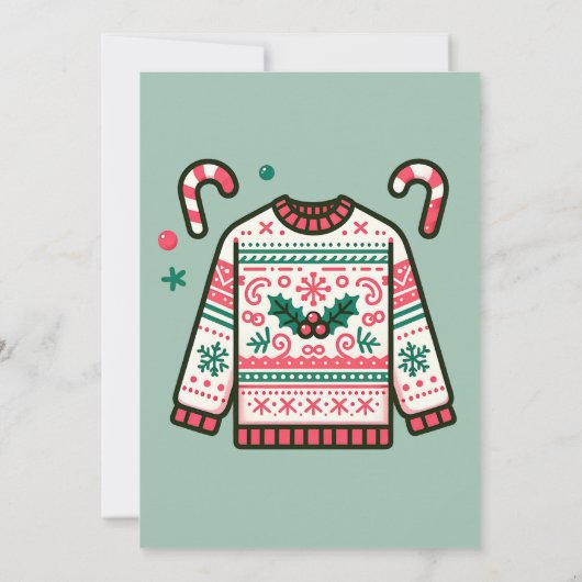 Lasst uns dieses Weihnachts-Tacky-Sweater-Party hä Einladung (Rückseite)