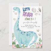 Lasst uns Dino Party Kindergeburtstag Einladung br (Vorderseite)