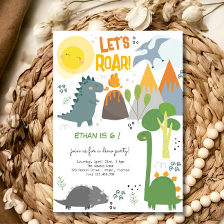 Lasst uns Dino Party Kindergeburtstag Einladung br