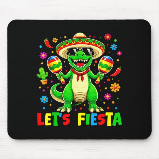 Lasst uns Dinosaurier Cinco de Mayo Jungs Kinder f Mousepad (Vorne)
