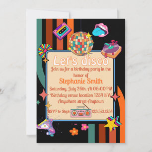 Lasst uns Disco 70er Thema Geburtstag Einladung