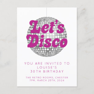 Lasst uns Disco Celebration Party Einladung Postkarte