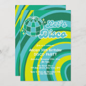 Lasst uns Disco Groovy Wave Retro 70er Green Gebur Einladung (Vorne/Hinten)