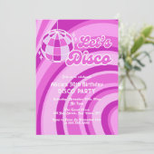 Lasst uns Disco Groovy Wave Retro 70er Lila Geburt Einladung (Stehend Vorderseite)