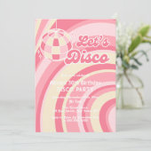 Lasst uns Disco Groovy Wave Retro 70er Pink Geburt Einladung (Stehend Vorderseite)