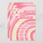Lasst uns Disco Groovy Wave Retro 70er Pink Geburt Einladung (Vorne/Hinten)