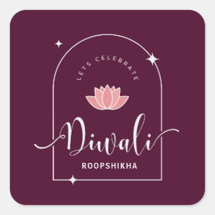 Lasst uns Diwali Elegant Anpassbar feiern Quadratischer Aufkleber