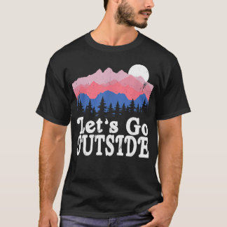 Lasst uns draußen Retro-Berge Camping im Freien T-Shirt