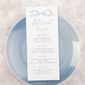 Lasst uns dusty Blue Hand Drawn Bow Wedding essen Menükarte