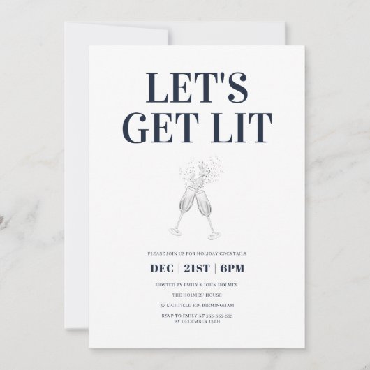 Lasst uns ein elegantes blaues Weihnachtsfest-Part Einladung (Vorderseite)