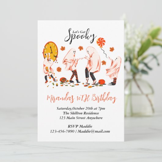 Lasst uns ein geiles Gespenst mit einem freundlich Einladung (Stehend Vorderseite)