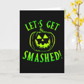 Lasst uns ein gestricheltes grünes KürbisHalloween Karte (Gelbe Blume)