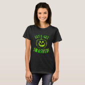 Lasst uns ein gestricheltes grünes KürbisHalloween T-Shirt (Vorne ganz)