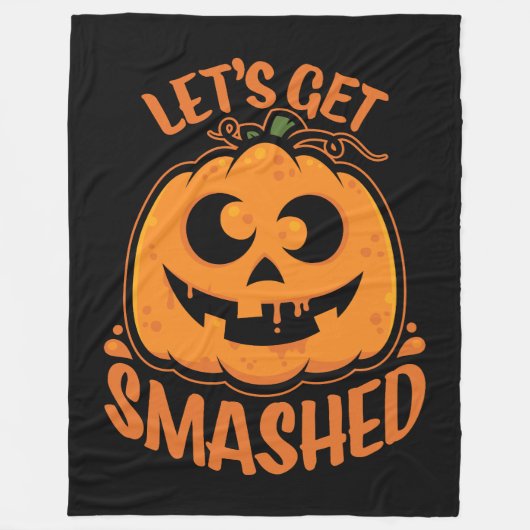 Lasst uns ein gestricktes Tipsy Halloween Jack-O’- Fleecedecke (Vorderseite)