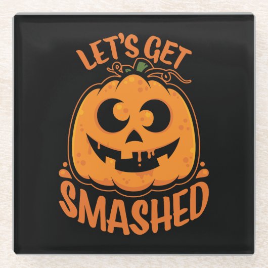 Lasst uns ein gestricktes Tipsy Halloween Jack-O’- Glasuntersetzer (Vorderseite)
