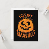 Lasst uns ein gestricktes Tipsy Halloween Jack-O’- Karte (Vorderseite/Rückseite Beispiel)