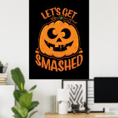 Lasst uns ein gestricktes Tipsy Halloween Jack-O’- Poster (Heimbüro)