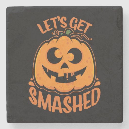 Lasst uns ein gestricktes Tipsy Halloween Jack-O’- Steinuntersetzer (Vorderseite)