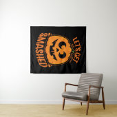 Lasst uns ein gestricktes Tipsy Halloween Jack-O’- Wandteppich (Beispiel (Horizontal))