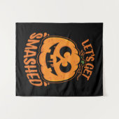 Lasst uns ein gestricktes Tipsy Halloween Jack-O’- Wandteppich (Vorderseite (Horizontal))