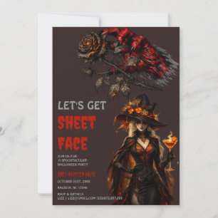 Lasst uns ein Halloween-Blumenparty-Gesicht bekomm Einladung