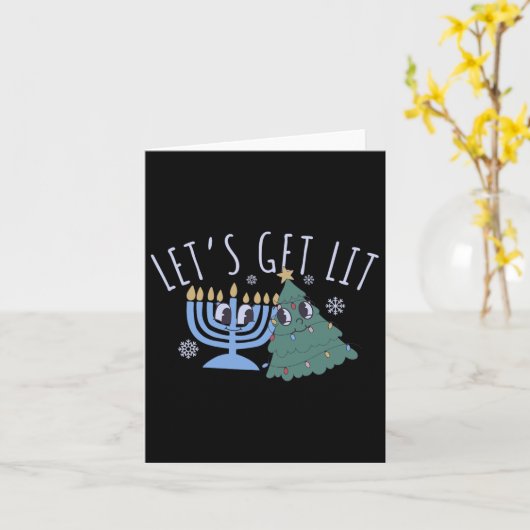 Lasst uns ein Lit Chrismukkah Hanukkah Weihnachtsm Karte (Gelbe Blume)