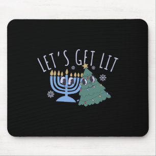 Lasst uns ein Lit Chrismukkah Hanukkah Weihnachtsm Mousepad