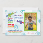 Lasst uns ein Party von Soaked Water Gun zum Gebur Einladung (Vorderseite)