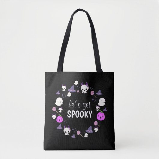 Lasst uns ein Spooky Ghost Modern Monogram Hallowe Tasche (Vorderseite)