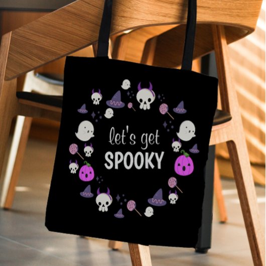 Lasst uns ein Spooky Ghost Modern Monogram Hallowe Tasche