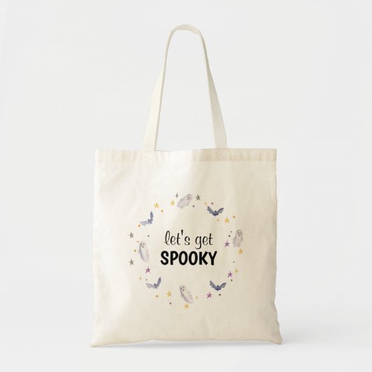 Lasst uns ein Spooky Ghost Modern Monogram Hallowe Tragetasche (Vorne)