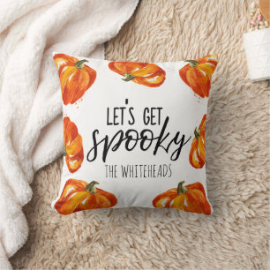 Lasst uns ein Spooky Halloween Pumpkin Monogramm b Kissen
