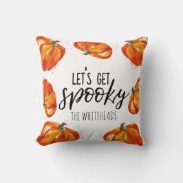 Lasst uns ein Spooky Halloween Pumpkin Monogramm b Kissen