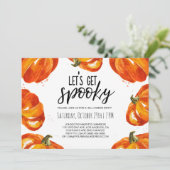 Lasst uns ein Spooky Halloween Pumpkin-Party bekom Einladung (Stehend Vorderseite)