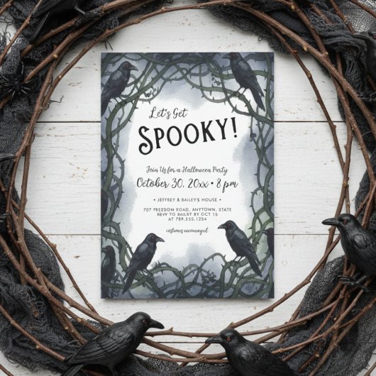 Lasst uns ein Spooky Raven Halloween-Party holen Einladung