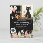 Lasst uns ein tolles Halloween Geburtstag erleben Einladung (Stehend Vorderseite)